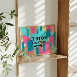 カスタムの位置名門私立校風の標識ドームデコールブルー/ピンク ポスター