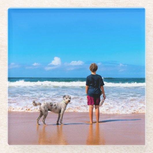 カスタムの写真でデザインを作れる – 愛するペット  ガラスコースター (正面)