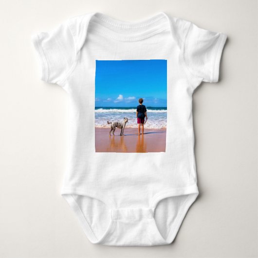 カスタムの写真でデザインを作れる – 愛するペット ベビーボディスーツ (正面)