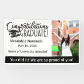 カスタムの写真とメッセージの白黒の卒業 横断幕 (横)