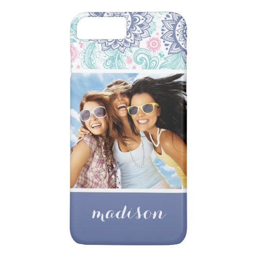カスタムの写真と名前のエスニックペイズリー Case-Mate iPhoneケース (裏面)