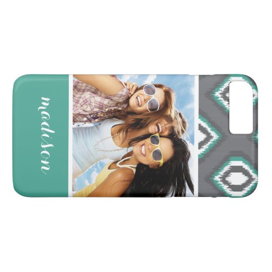 カスタムの写真と名前のジオメトリレトロイカットパターン Case-Mate iPhoneケース (裏面(横))