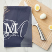 カスタムの写真と名前のタイポグラフィ キッチンタオル (四つ折り)