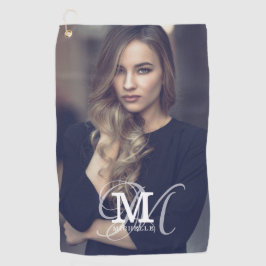 カスタムの写真と名前のタイポグラフィ ゴルフタオル