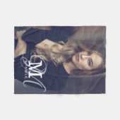 カスタムの写真と名前のタイポグラフィ フリースブランケット (正面(横))