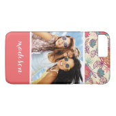 カスタムの写真と名前の牡丹と葉の模様 Case-Mate iPhoneケース (裏面(横))