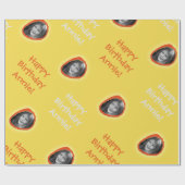 カスタムの写真と挨拶(黄色) ラッピングペーパー (フラット)