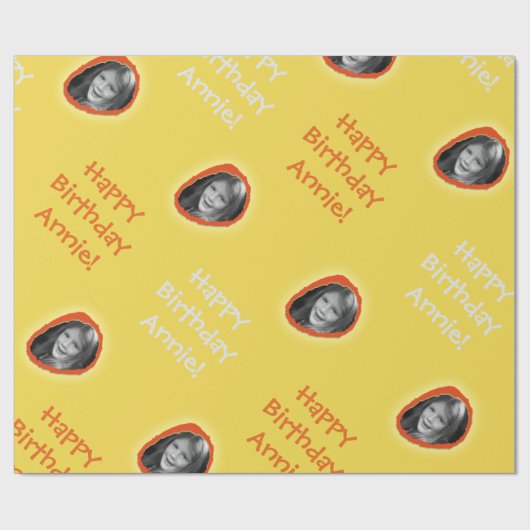 カスタムの写真と挨拶(黄色) ラッピングペーパー (フラット)