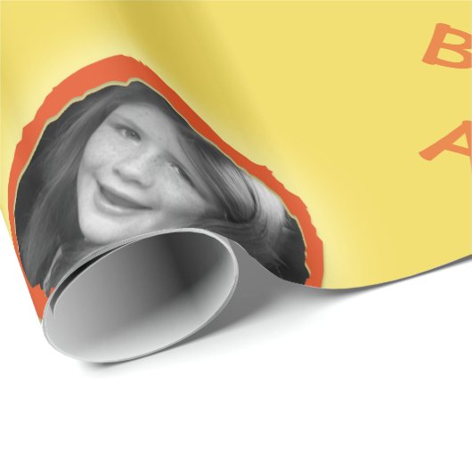 カスタムの写真と挨拶(黄色) ラッピングペーパー (ロールコーナー)