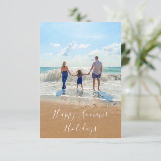 カスタムの写真と文字サマーホリデーズカード (スタンド正面)