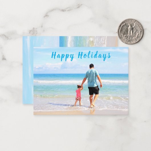 カスタムの写真と文字サマーホリデーズカード ノートカード (正面/裏面インサイチュ)