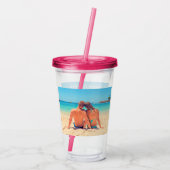 カスタムの写真と文字 – ユアユアラウンデザイン – 休暇 アクリルタンブラー (裏面)