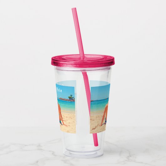 カスタムの写真と文字 – ユアユアラウンデザイン – 休暇 アクリルタンブラー (左)