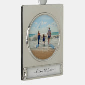 カスタムの写真と文字-ユニーク独自のデザイン-   シルバープレートバナーオーナメント (右)