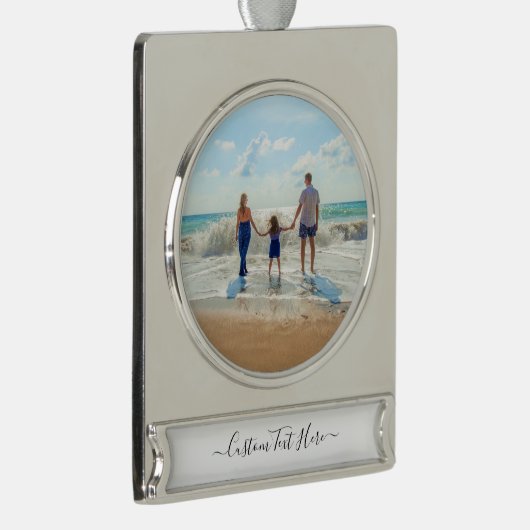 カスタムの写真と文字-ユニーク独自のデザイン-   シルバープレートバナーオーナメント (右)