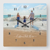 カスタムの写真と文字 – 自分のデザイン – 家族 スクエア壁時計 (正面)