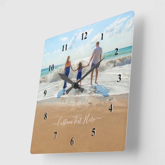 カスタムの写真と文字 – 自分のデザイン – 家族 スクエア壁時計 (傾斜)