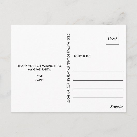 カスタムの写真の手で卒業の手紙ありがとう ポストカード (裏面)