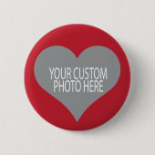 カスタムの写真の赤いハート 缶バッジ (正面)