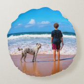 カスタムの写真まくらあなたのペットの写真ギフト ラウンドクッション (裏面)