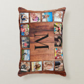 カスタムの写真コラージュ再生木材 アクセントクッション (正面(垂直))