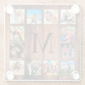 カスタムの写真コラージュ再生木材 ガラスコースター (裏面)