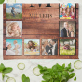 カスタムの写真コラージュ再生木材 キッチンタオル (折り畳み)