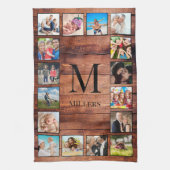 カスタムの写真コラージュ再生木材 キッチンタオル (縦)