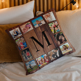 カスタムの写真コラージュ再生木材 クッション