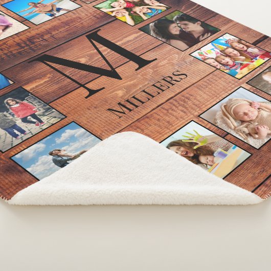 カスタムの写真コラージュ再生木材 シェルパブランケット (3/4)