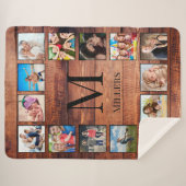 カスタムの写真コラージュ再生木材 シェルパブランケット (正面(横))