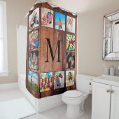 カスタムの写真コラージュ再生木材 シャワーカーテン (インサイチュ)