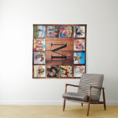 カスタムの写真コラージュ再生木材 タペストリー (インサイチュ(横))