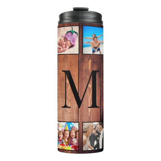 カスタムの写真コラージュ再生木材 タンブラー (正面)