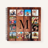カスタムの写真コラージュ再生木材 ノートブック (正面)
