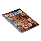 カスタムの写真コラージュ再生木材 ノートブック (右側)