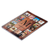 カスタムの写真コラージュ再生木材 ノートブック (左側)