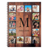 カスタムの写真コラージュ再生木材 ノートブック (正面)