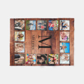 カスタムの写真コラージュ再生木材 フリースブランケット (正面(横))