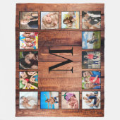 カスタムの写真コラージュ再生木材 フリースブランケット (正面)