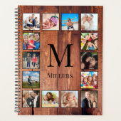 カスタムの写真コラージュ再生木材 プランナー手帳 (正面)