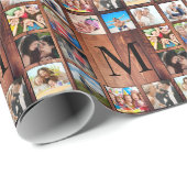 カスタムの写真コラージュ再生木材 ラッピングペーパー (ロールコーナー)