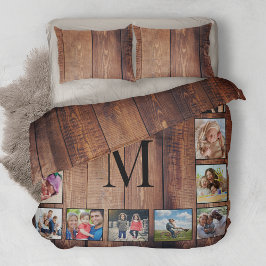 カスタムの写真コラージュ再生木材 掛け布団カバー
