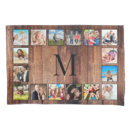 カスタムの写真コラージュ再生木材 枕カバー