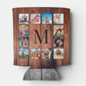 カスタムの写真コラージュ再生木材 缶クーラー (裏面)