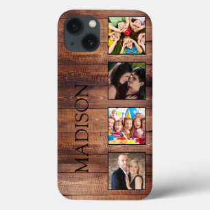 カスタムの写真コラージュ再生木材 iPhone 13ケース