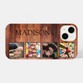 カスタムの写真コラージュ再生木材 iPhoneケース (裏面横)