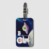 カスタムの写真スペースマンオンムーンキッズ ラゲッジタグ (正面縦)