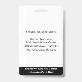 カスタムの写真バーコード病院ID バッジ (裏面)