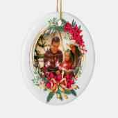 カスタムの写真ホリデークリスマス セラミックオーナメント (右)